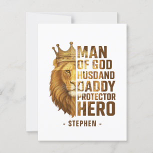 Carte Postale Homme de Dieu Lion Couronne Design - Mari, papa