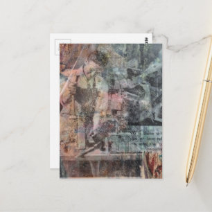 Carte Postale Homme de menuiserie rétro Collage de médias mixtes