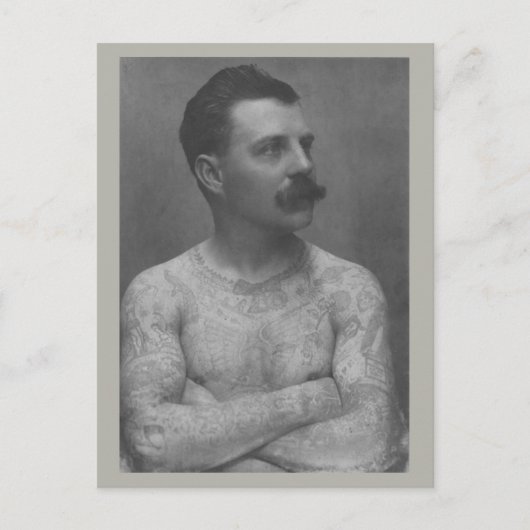 Carte Postale Homme de tatouage victorien (Devant)