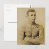 Carte Postale Homme de tatouage Vintage chaud (Devant / Derrière)