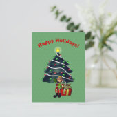 Carte postale Homme Elf Christmas Tree (Debout devant)