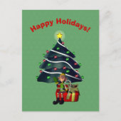 Carte postale Homme Elf Christmas Tree (Devant)