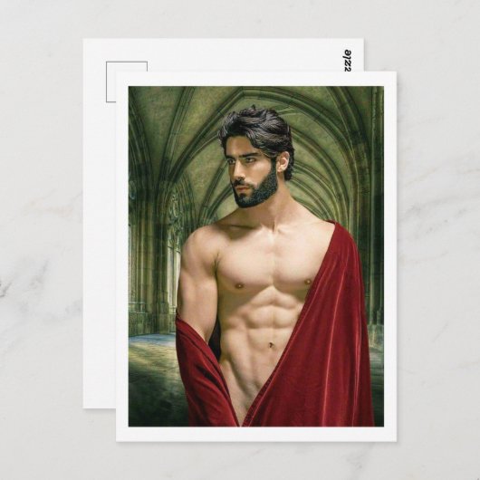 Carte Postale Homme en robe rouge   (Devant / Derrière)