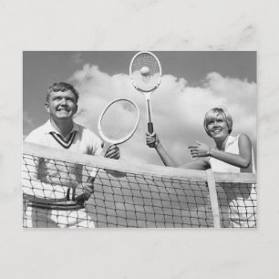 Carte Postale Homme et femme jouant au tennis