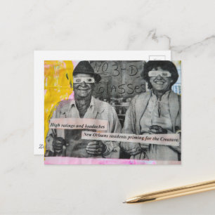 Carte Postale Homme et femme rétro ridicules en collage de lunet