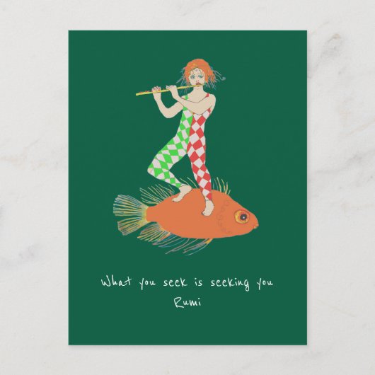 Carte Postale Homme et poisson (Devant)