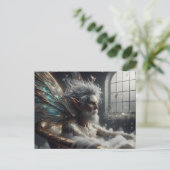 Carte Postale Homme fée âgé aux cheveux gris dans la baignoire e (Debout devant)