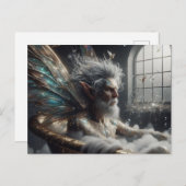 Carte Postale Homme fée âgé aux cheveux gris dans la baignoire e (Devant / Derrière)