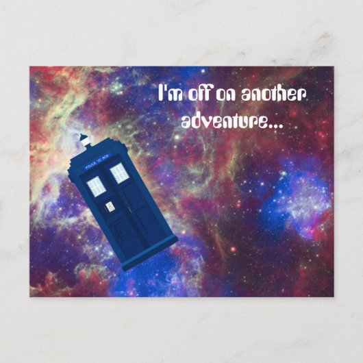 Carte Postale Homme fol avec une boîte voyageant par l'espace (Devant)