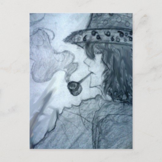 Carte Postale homme fumer pipe manga anime (Devant)