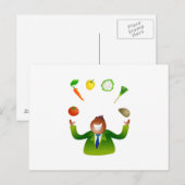 Carte Postale Homme Jonglage de légumes (Devant / Derrière)