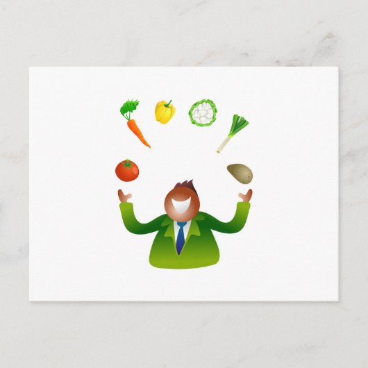 Carte Postale Homme Jonglage de légumes (Devant)