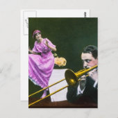 Carte Postale Homme joue trombone Flapper danse sur table (Devant / Derrière)