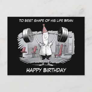 Carte Postale homme maigre portant un chapeau d'anniversaire ann