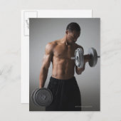 Carte Postale Homme musclé levant des haltères (Devant / Derrière)