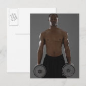 Carte Postale Homme physiquement apte levant des haltères (Devant / Derrière)