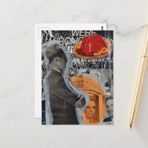Carte Postale Homme rétro avec collage de dessert flottant