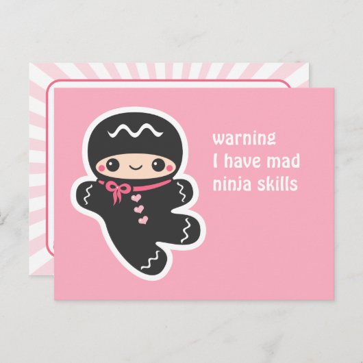 Carte Postale Homme rose Ninjabread (Devant / Derrière)