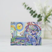 Carte Postale Homme sans sommeil avec règle (Debout devant)