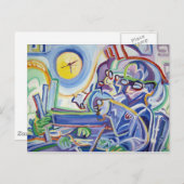 Carte Postale Homme sans sommeil avec règle (Devant / Derrière)