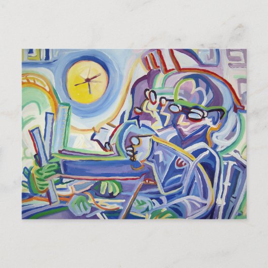 Carte Postale Homme sans sommeil avec règle (Devant)