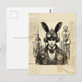 Carte Postale Homme Steampunk avec des oreilles de lapin (Devant / Derrière)