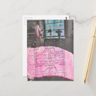 Carte Postale Homme vintage pensif et planificateur regardant pa