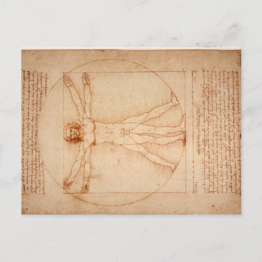 Carte postale Homme vitruvien par Leonardo da Vinc (Devant)