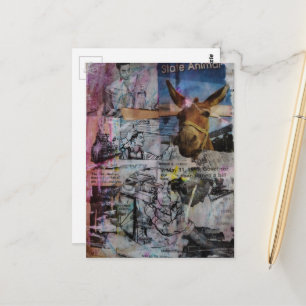 Carte Postale Hommes de travail entêtés un collage unique en tec