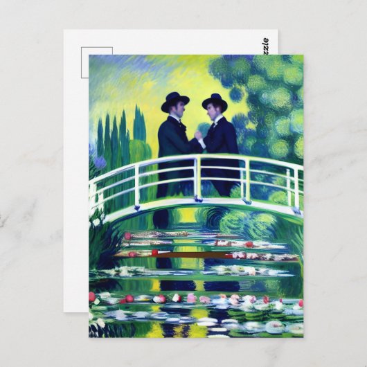 Carte postale Hommes en amour style Monet (Devant / Derrière)