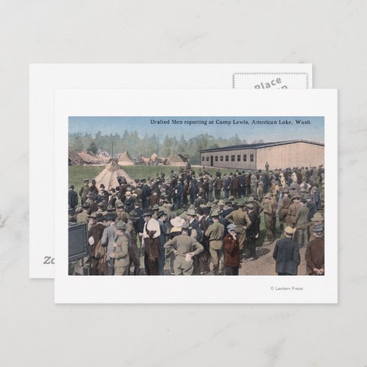Carte Postale Hommes en rédaction de rapports au camp Lewis (Devant / Derrière)