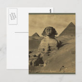 Carte Postale Hommes et chameaux sur la patte du Sphinx, Pyramid (Devant / Derrière)