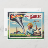 Carte Postale Hommes et tornades Salutations du Kansas (Devant / Derrière)