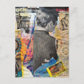 Carte Postale Hommes rétro travaillant Collage en techniques mix (Devant)