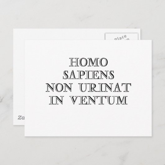 Carte Postale Homo Sapiens Non Urinat à Ventum (Devant / Derrière)