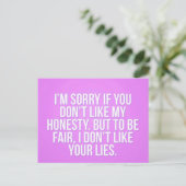 CARTE POSTALE HONESTY INSULTS DÉSOLÉ VOUS MENEZ COMMENTAIRES EXP (Debout devant)