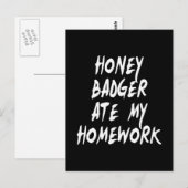 Carte Postale Honey Badger A Mangé Mes Devoirs (Devant / Derrière)