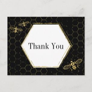 Carte Postale Honey Bee Black Gold Motif Merci
