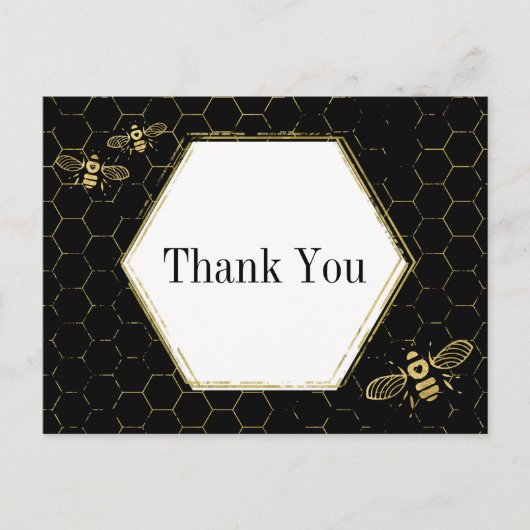Carte Postale Honey Bee Black Gold Motif Merci (Devant)