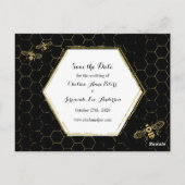 Carte Postale Honey Bee Black Gold Save the Date Postcard (Dos)