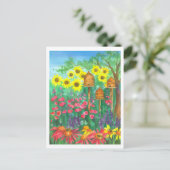 Carte Postale Honey Bee Skep Sunflowers (Debout devant)
