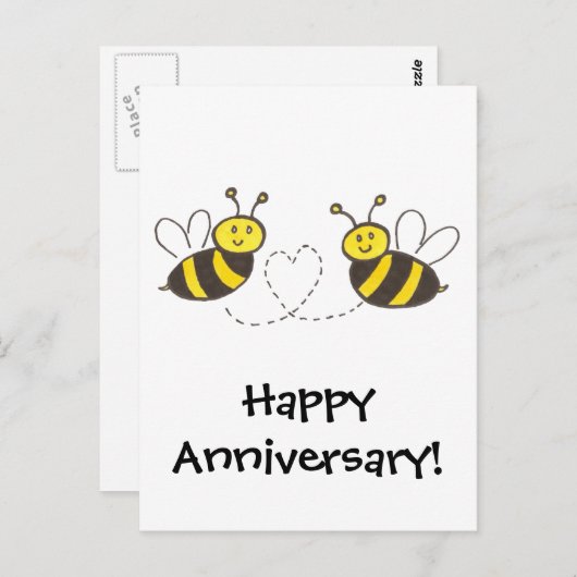 Carte Postale Honey Bees with Heart (Devant / Derrière)