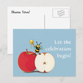 Carte Postale Honeybee Apple Rosh HaShana (Devant / Derrière)