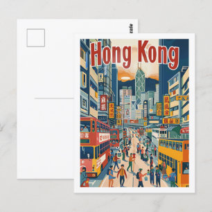 Carte Postale Hong Kong Chine Vintage célèbre Travel Place