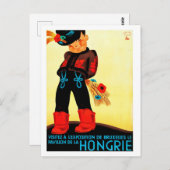Carte Postale Hongrie, garçon hongrois en costume folklorique, v (Devant / Derrière)
