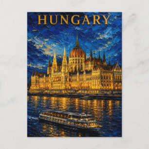 Carte Postale Hongrie : Nuit Glow Budapest Art Souvenir