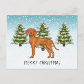 Carte Postale Hongrois Vizsla Chien Snowy Winter Forest Festin (Devant)