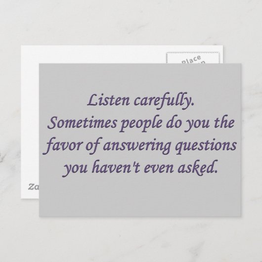 Carte Postale Honnêteté : quand quelqu'un répond à une question (Devant / Derrière)