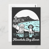 Carte Postale Honolulu City Hawaii Dog Lover (Devant / Derrière)