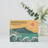 Carte Postale Honolulu Diamond Head Oahu Waikiki Rétro Minimal (Debout devant)